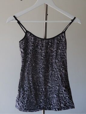 Active Basic Leopard Print Cami - Black & Gray